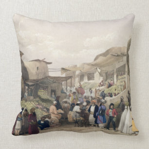 The Main Street in the Bazaar at Caubul, in the Fr Cushion