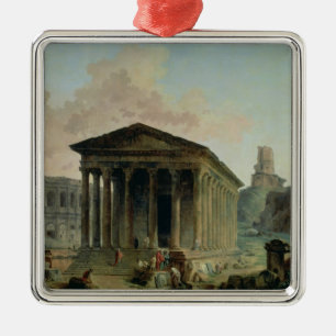 The Maison Carree with the Amphitheatre Metal Ornament