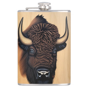 The Majestic Bison - A Symbol Of Power And Freedom Hip Flask
