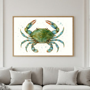 The Majestic Blue Crab Ocean Spirit Artwork Poster