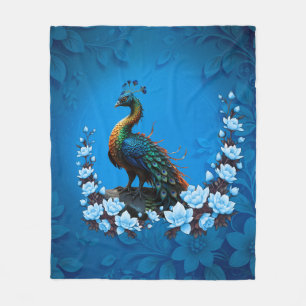 The majestic peacock: A play of colours in nature. Fleece Blanket