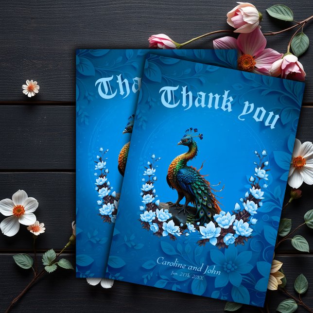 The majestic peacock: A play of colours in nature. Thank You Card (Creator Uploaded)