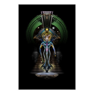 The Majesty Of Trilia Fractal Fantasy Portrait BLK Poster