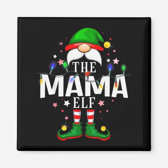 The Mama Elf Christmas Family Pajama Party  Magnet (Front)