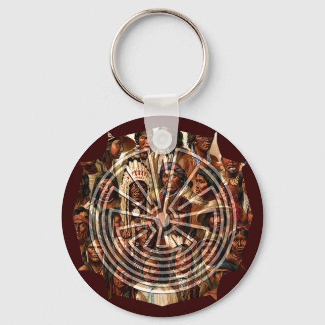 The Man in the Maze - folk style Key Ring (Front)