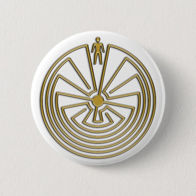 The Man in the Maze - gold 6 Cm Round Badge (Front)