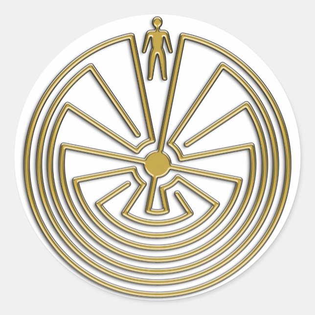 The Man in the Maze - gold Classic Round Sticker (Front)