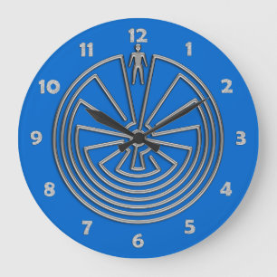 The Man in the Maze - silver Large Clock