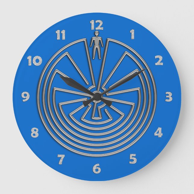 The Man in the Maze - silver Large Clock (Front)