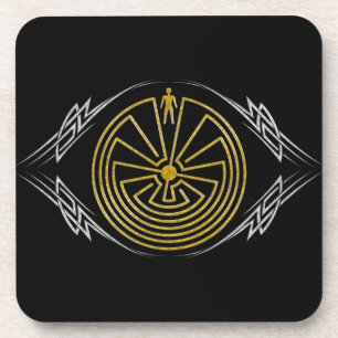The Man in the Maze - Tribal gold silver Coaster