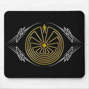 The Man in the Maze - Tribal gold silver Mouse Pad