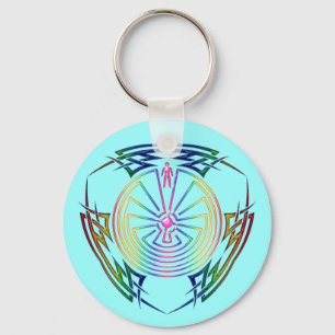 The Man in the Maze - Tribal Tattoo coloured Key Ring