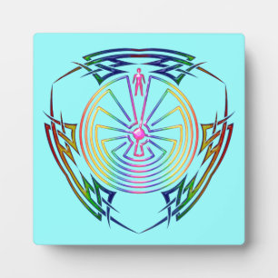 The Man in the Maze - Tribal Tattoo coloured Plaque
