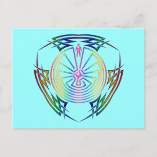 The Man in the Maze - Tribal Tattoo coloured Postcard