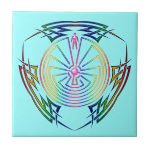 The Man in the Maze - Tribal Tattoo coloured Tile