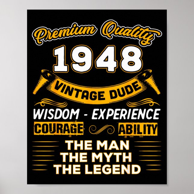The Man Myth Legend 1948 78th Birthday Gift 78 Yea Poster (Front)
