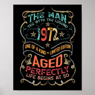 The Man Myth Legend 1972 Aged Perfectly 50thBday Poster
