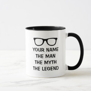 The man myth legend black reading glasses coffee mug