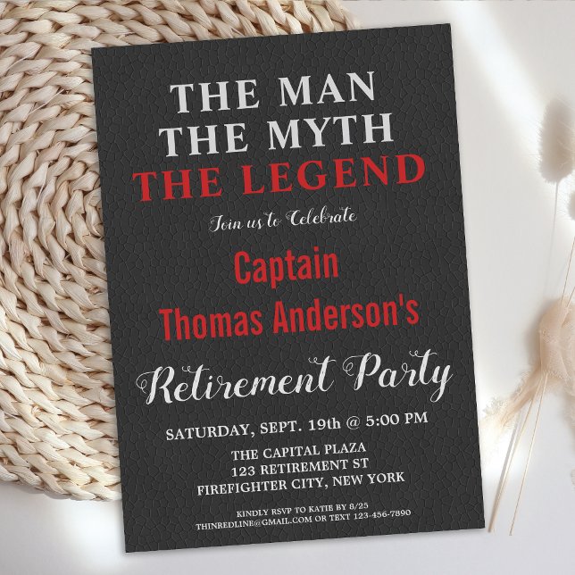 The Man Myth The Legend Firefighter Retirement Invitation (Creator Uploaded)
