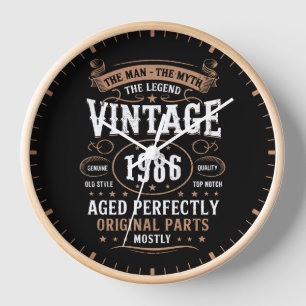 The Man The Legend Vintage 1986 Birthday 40th Bday Clock