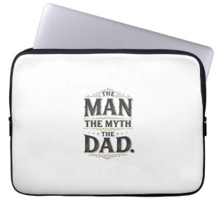 The Man The Myth The Dad Vintage Typography Shirt_ Laptop Sleeve