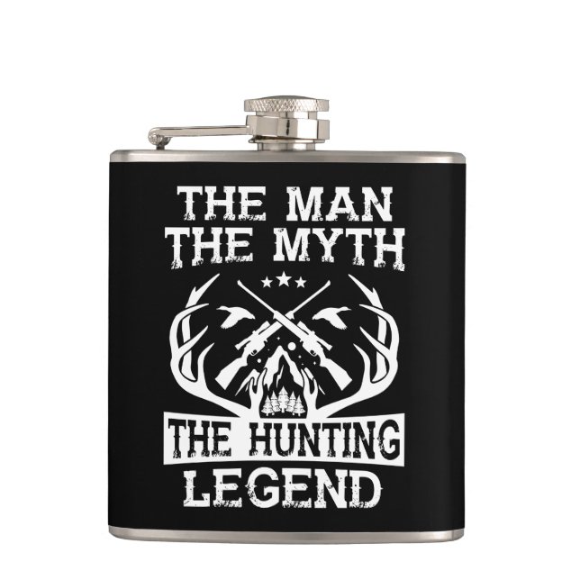 The Man The Myth The Hunting Legend - Camp Hip Flask (Front)
