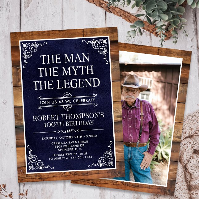 The Man The Myth The Legend 100th Birthday Invitation (Creator Uploaded)