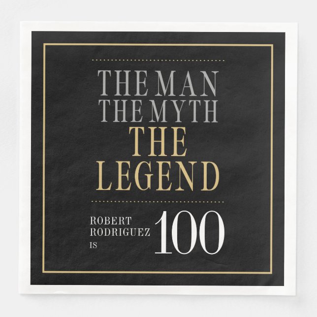 The Man The Myth The Legend 100th Birthday Napkin (Front)