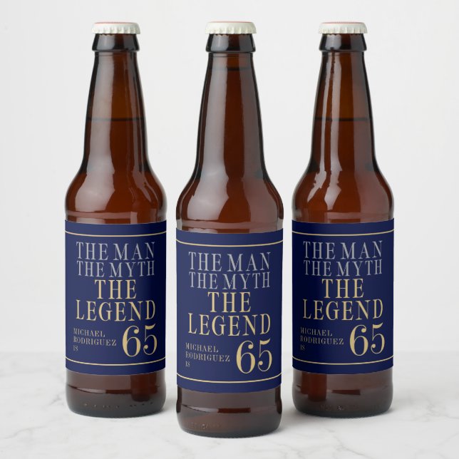 The Man The Myth The Legend 65th Birthday Beer Bottle Label (Bottles)