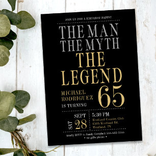 The Man The Myth The Legend 65th Birthday Party Invitation
