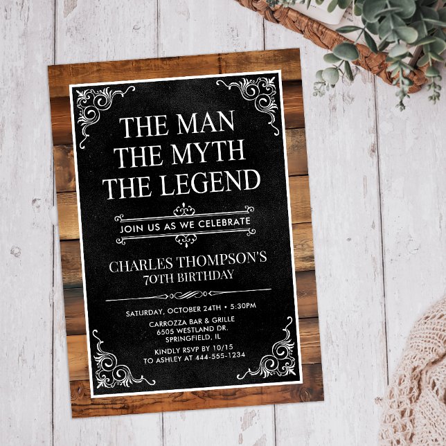The Man The Myth The Legend 70th Birthday Invitation (Creator Uploaded)