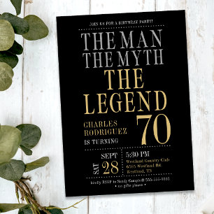 The Man The Myth The Legend 70th Birthday Party Invitation