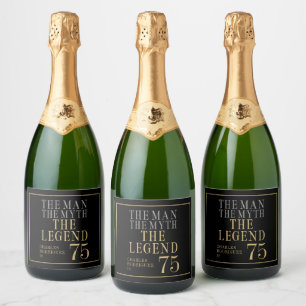 The Man The Myth The Legend 75th Birthday Sparkling Wine Label