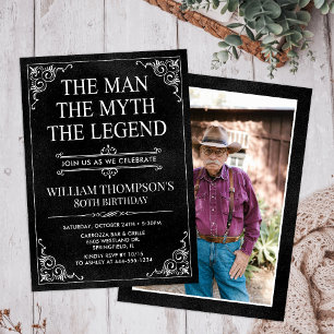 The Man The Myth The Legend 80th Birthday Photo Invitation