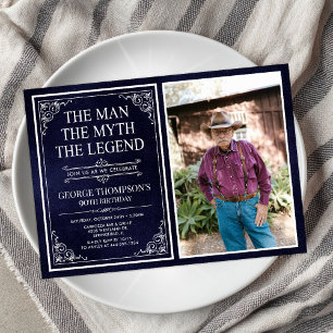 The Man The Myth The Legend 90th Birthday Invitation