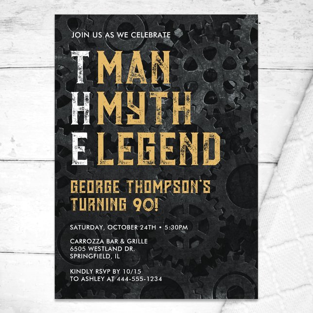 The Man The Myth The Legend 90th Birthday Invitation (Creator Uploaded)