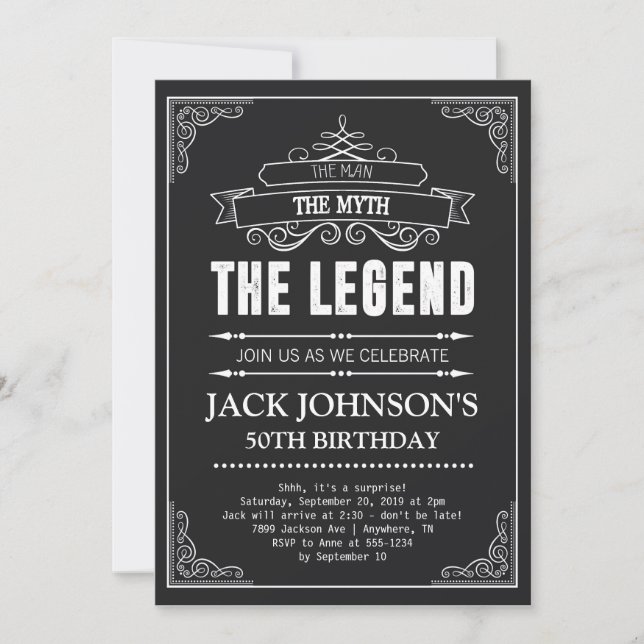 The Man The Myth The Legend Birthday Invitation (Front)
