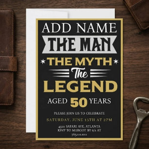 The Man The Myth The Legend Birthday Party Invitation