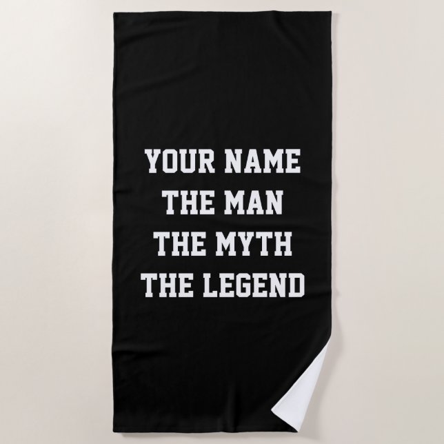 The man the myth the legend funny personalised beach towel (Front)
