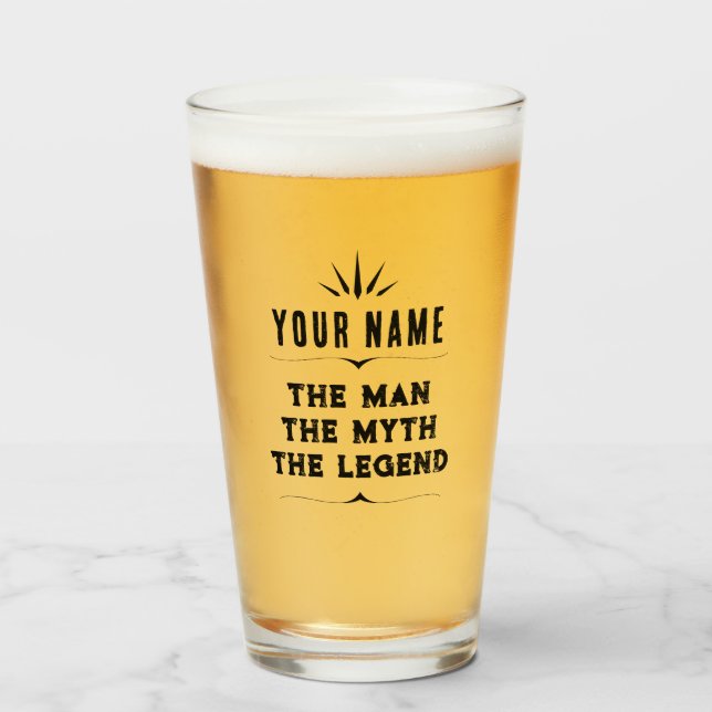The Man The Myth The Legend Personalised Name Gift Glass (Front Filled)