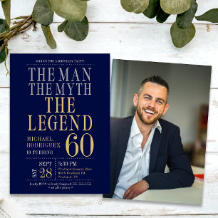 The Man The Myth The Legend Photo 60th Birthday  Invitation