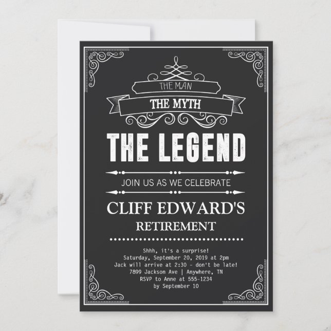 The Man The Myth The Legend Retirement Party Invitation (Front)