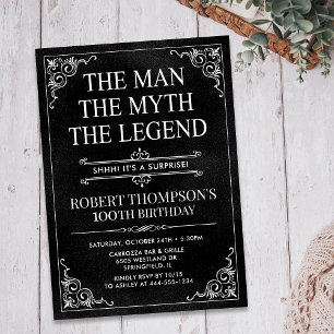 The Man The Myth The Legend Surprise 100 Birthday Invitation