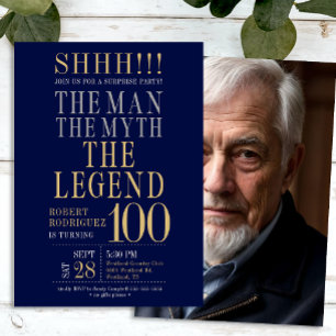 The Man The Myth The Legend Surprise 100 Birthday Invitation