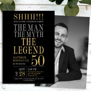 The Man The Myth The Legend Surprise 50th Birthday Invitation