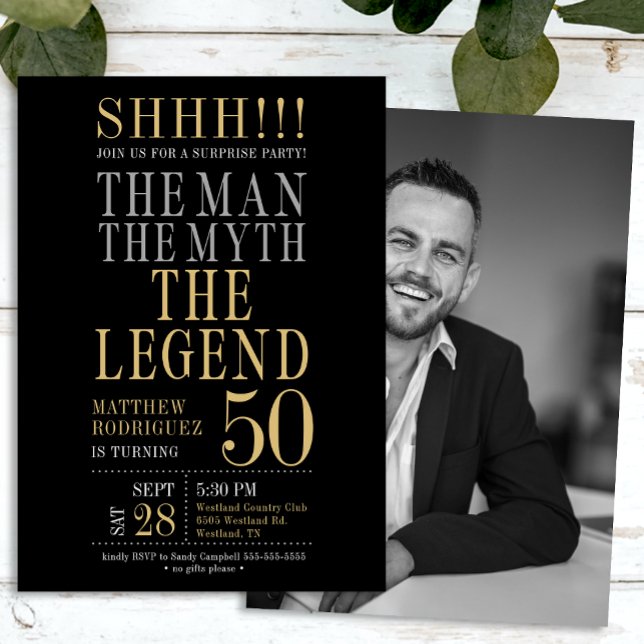 The Man The Myth The Legend Surprise 50th Birthday Invitation (Creator Uploaded)