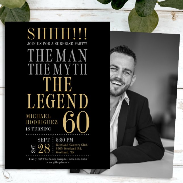 The Man The Myth The Legend Surprise 60th Birthday Invitation (Creator Uploaded)