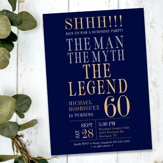 The Man The Myth The Legend Surprise 60th Birthday Invitation (Creator Uploaded)