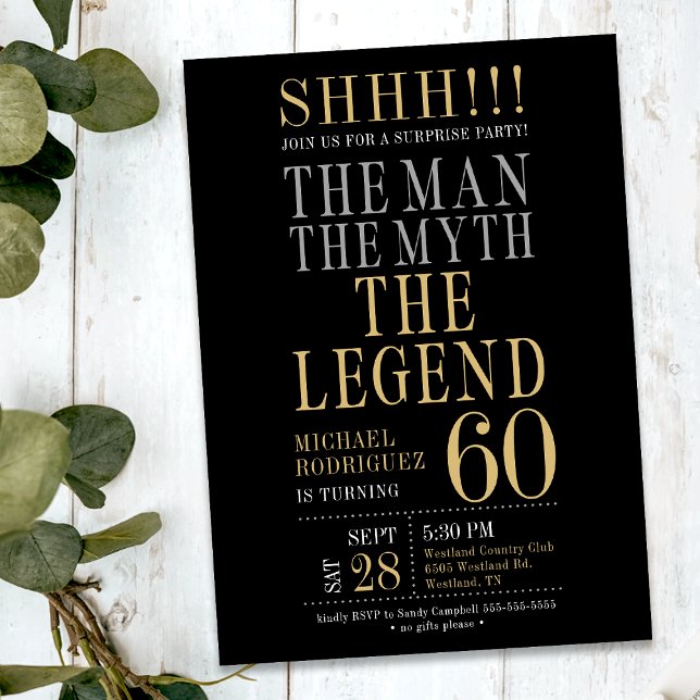 The Man The Myth The Legend Surprise 60th Birthday Invitation (Creator Uploaded)