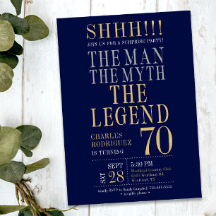 The Man The Myth The Legend Surprise 70th Birthday Invitation